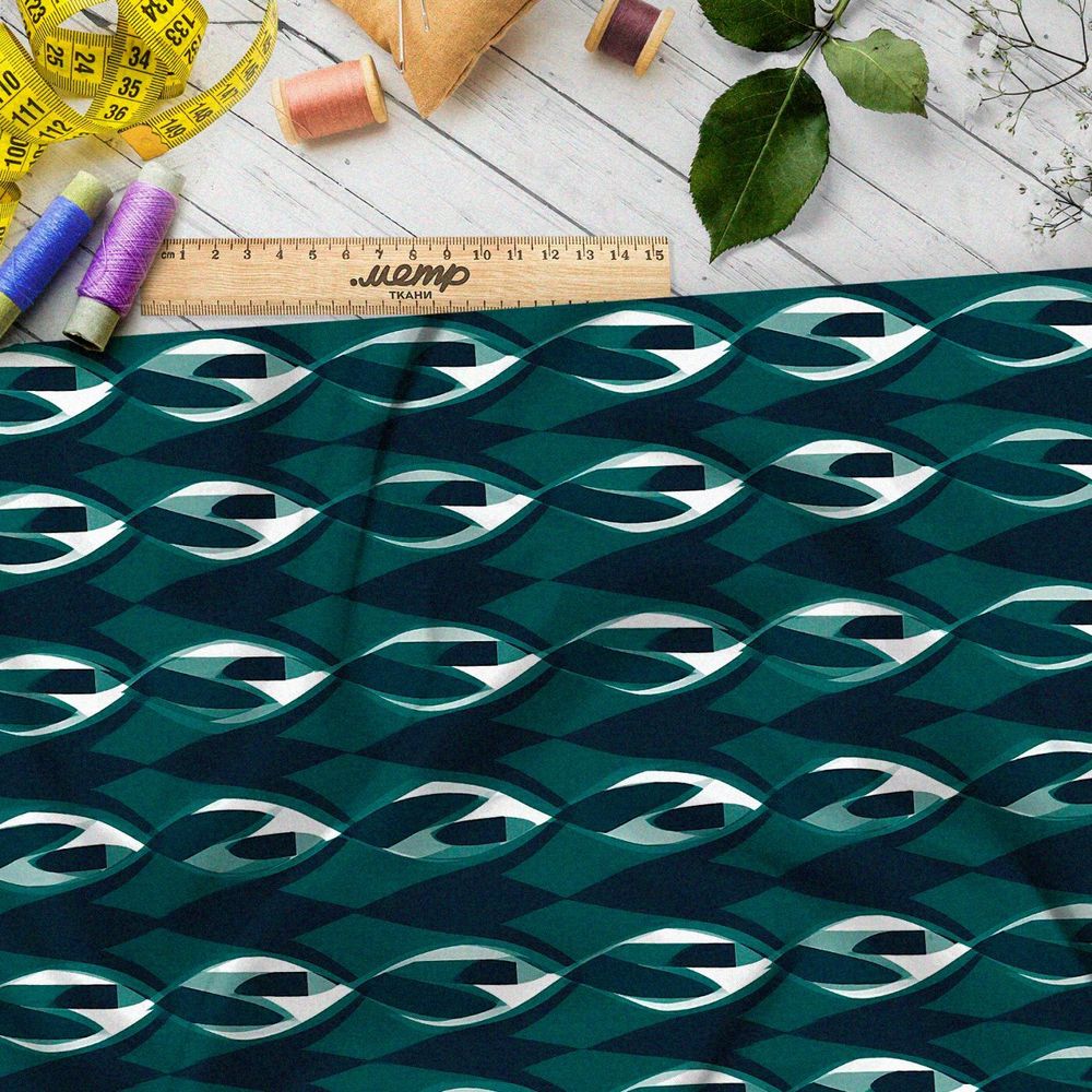 Ткань премиум шелк искусственный Армани абстрактное путешествие во вселенную