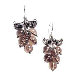 Серьги "Виноград" раухтопаз. скань