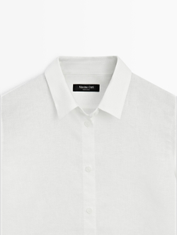 Massimo Dutti Льняная рубашка свободного кроя, белый