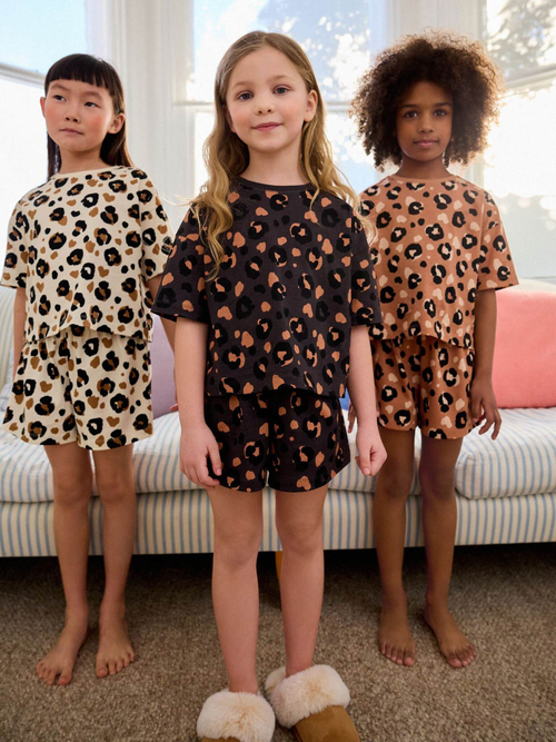 Пижама для девочки Next 608-506, 3 шт., Черный, Бежевый, Молочный