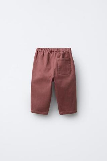 ZARA БРЮКИ BAGGY ИЗ ТВИЛА, ТЕМНО-РОЗОВЫЙ