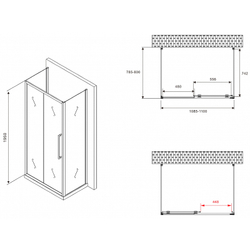Душевой уголок Abber Schwarzer Diamant 110x80 AG30110BMH-S80BM-S80BM профиль Черный стекло матовое