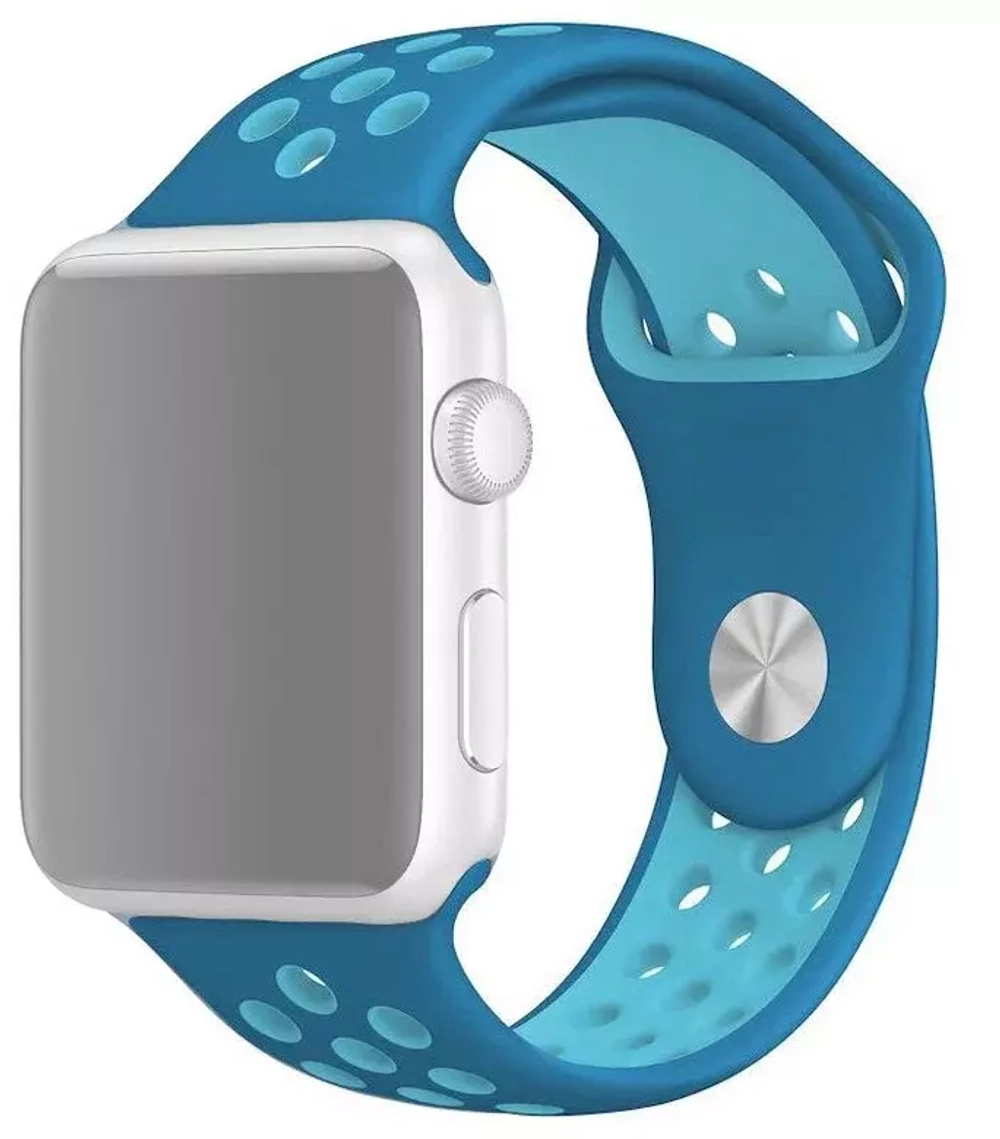 Браслет-ремешок для Apple Watch SPORT (38-40mm) синий+голубой