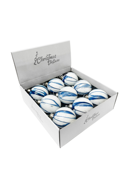 Набор шаров 8см 9шт ChristmasDeLuxe белый с синими разводами