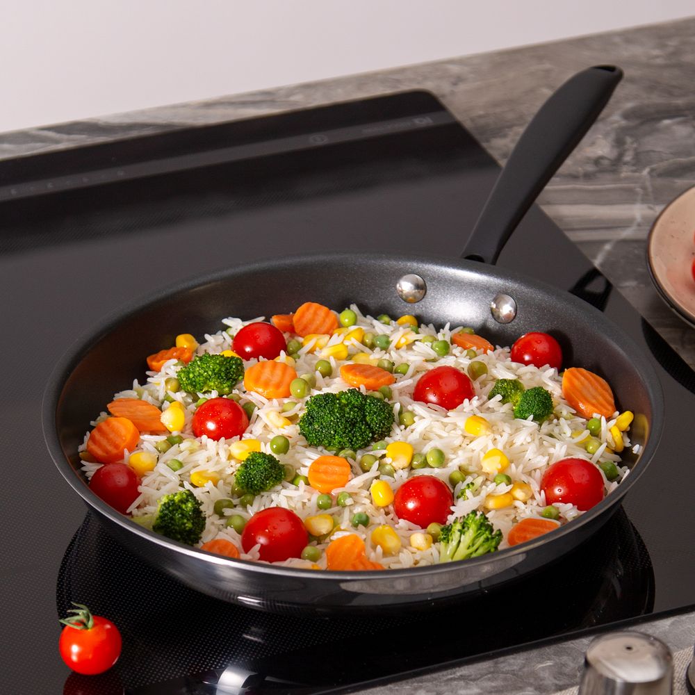 СКОВОРОДА C АНТИПРИГАРНЫМ ПОКРЫТИЕМ "IRON CHEF" AGNESS 26*5.0CM ТЕХНОЛОГИЯ 3-PLY, НЕРЖ.СТАЛЬ 18/10