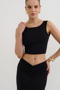 Топ с открытой спиной из вискозы черного цвета