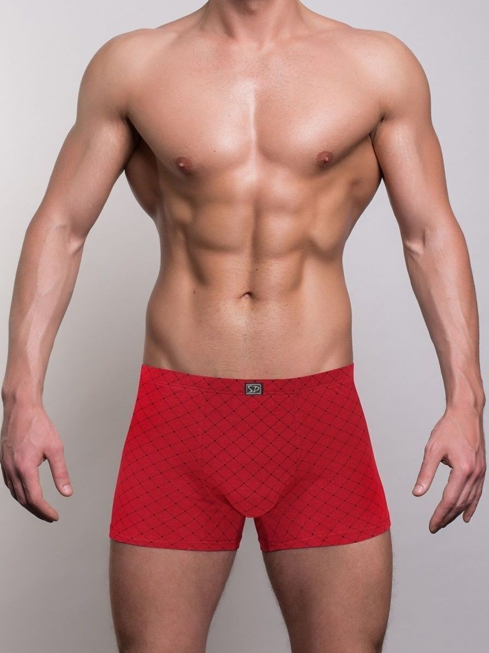 Мужские трусы-боксеры с узором-сеткой (Размер: L) (Цвет: черный)