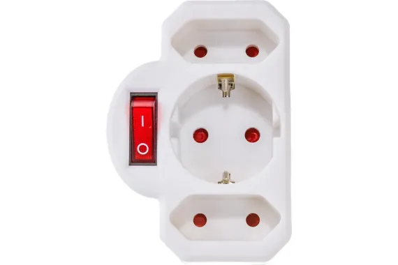Разветвитель Navigator 1 гнездо с заземлением, 2 гнезда без заземления с выключателем 30805