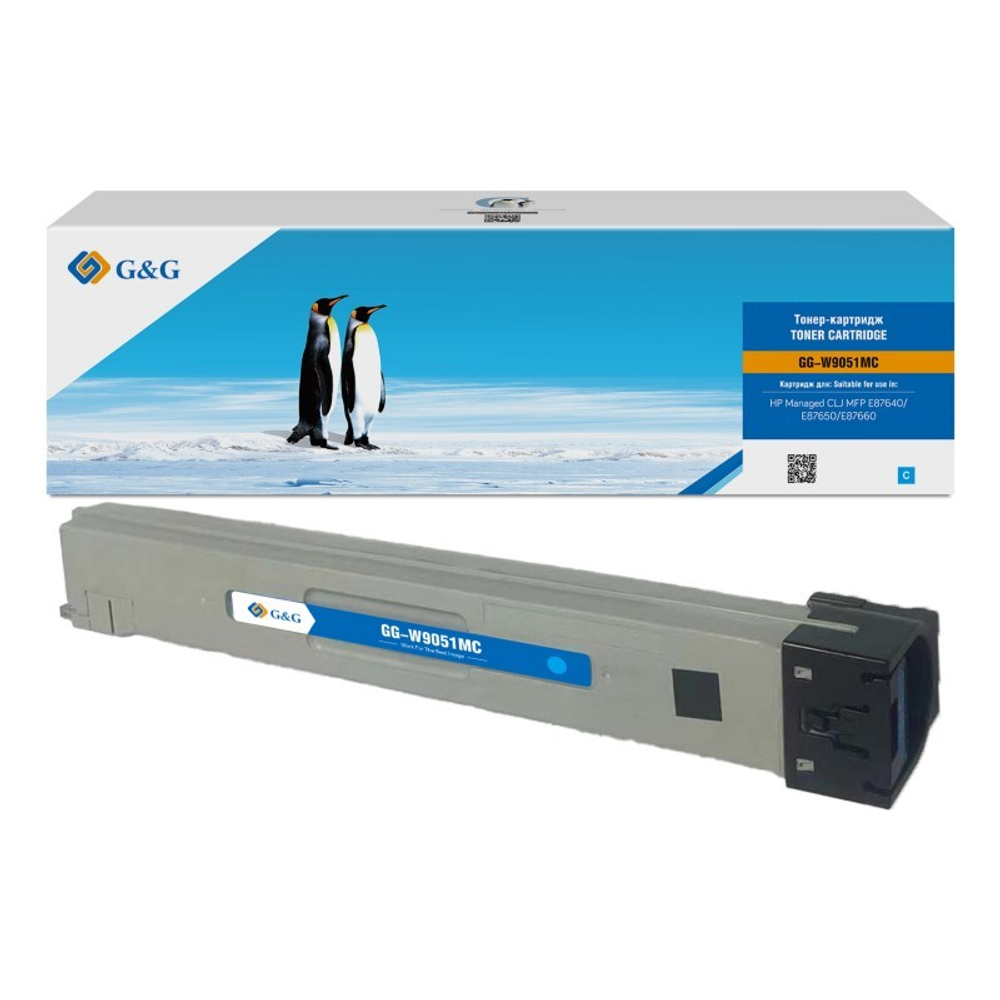 Тонер-картридж G&G аналог HP W9051MC для Color LaserJet E87640/E87650/E87660 голубой (52k)