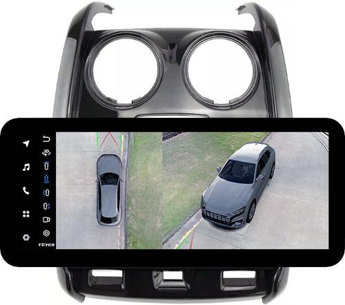 Магнитола для Renault Duster 1 2015-2020, Lada Largus 2021+ (мультируль/джойстик, рамка большая глянец) - Teyes LUX ONE 360 монитор 12.3" 2K QLED на Android 10, Быстрая, CarPlay, 4G SIM-слот, 4 камеры в комплекте