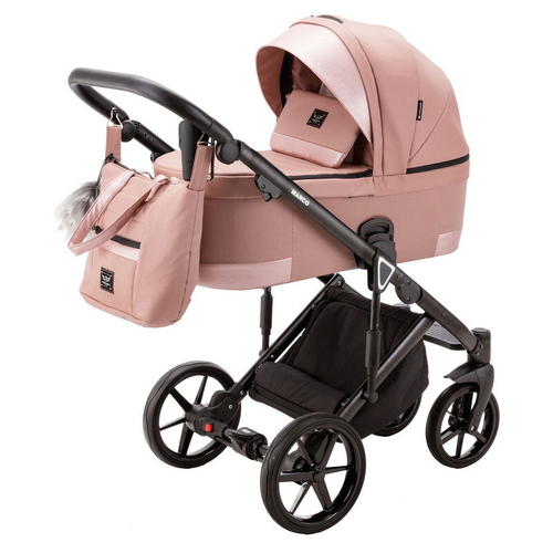 Детская коляска Adamex Marco 2 в 1 GA04 (Т. РОЗОВ РОГОЖКА+ РОЗОВ ПЕРЛ КОЖ. ОТДЕЛКА)