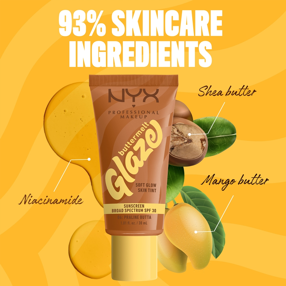 NYX Professional Makeup Buttermelt Glaze - Тонирующий крем для лица с SPF 30 оттенок 06 Praline Butta, 30 ml