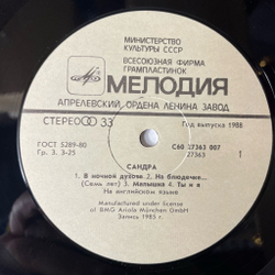 Винтажная виниловая пластинка LP Сандра Sandra The Long Play (СССР 1988)