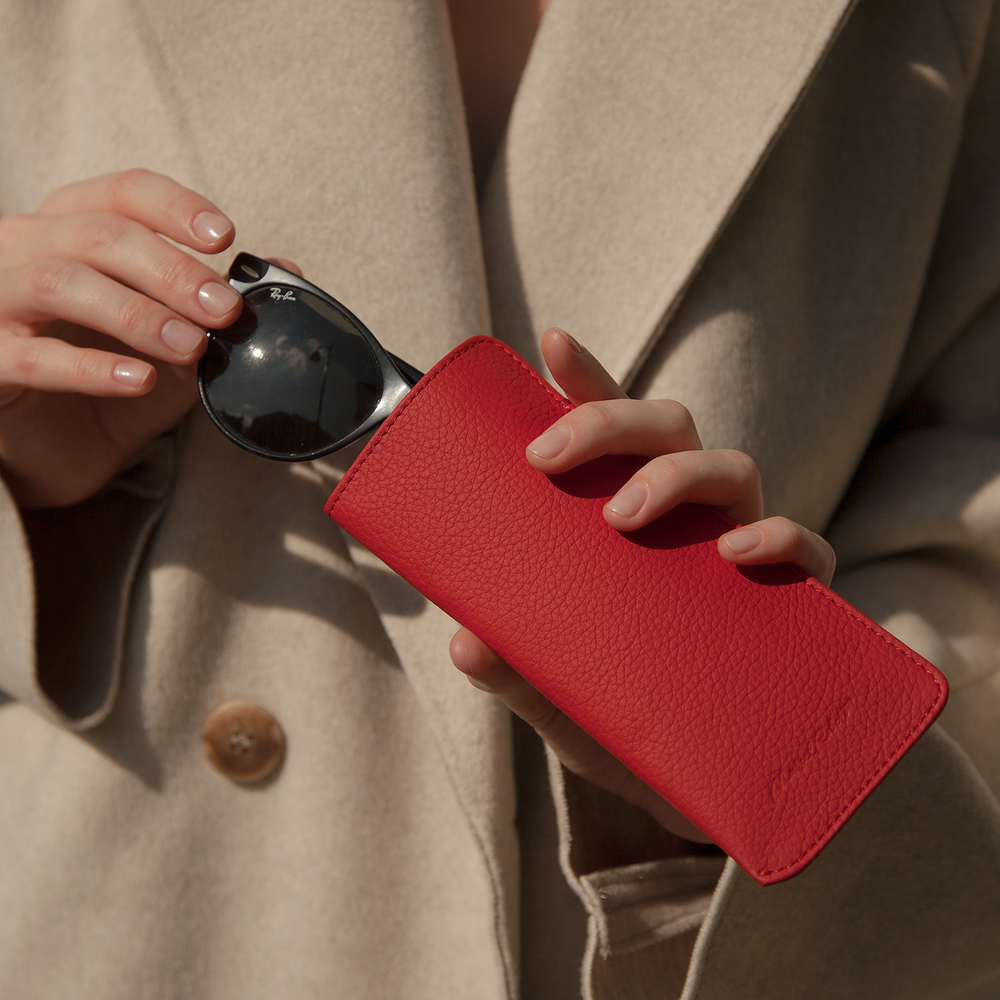 Футляр для очков Lunette из кожи теленка, красного цвета