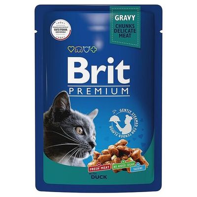 Влажный корм Brit Premium для взрослых кошек с уткой в соусе, пауч 85г