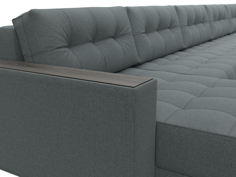 Диван П-образный с декором Лига-049 НПБ Мегалонг, Амур 07 РОГОЖКА серый