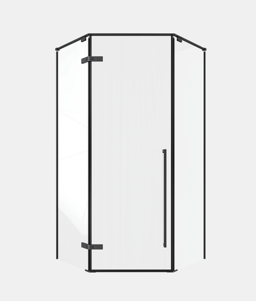 Timo Душевой угол TTSSP-90/03C-8, распаш 900*900*2000, проф черный, стекло проз 8 мм