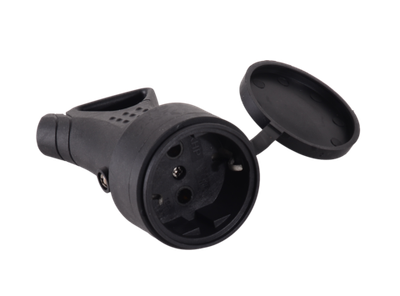 Розетка кабельная с крышкой с/з, каучук IP44 16А Вихрь