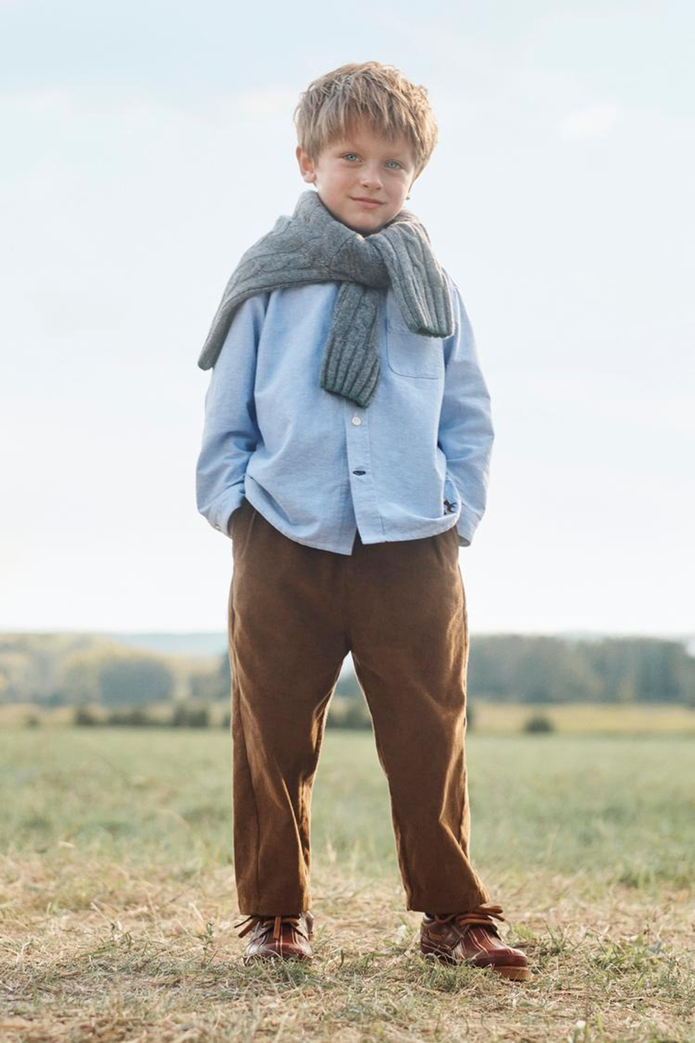 ZARA РУБАШКА С ДЛИННЫМИ РУКАВАМИ, СВЕТЛО-ГОЛУБОЙ