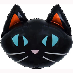 Шар (26""/66 см) Фигура, Голова, Голубоглазый котенок, Черный, 1 шт. Б005