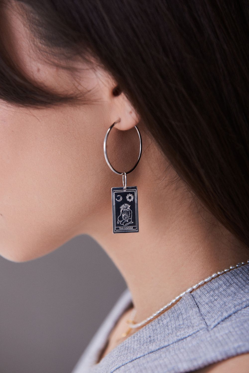 Подвеска карта таро Влюбленные малая родий La Lune