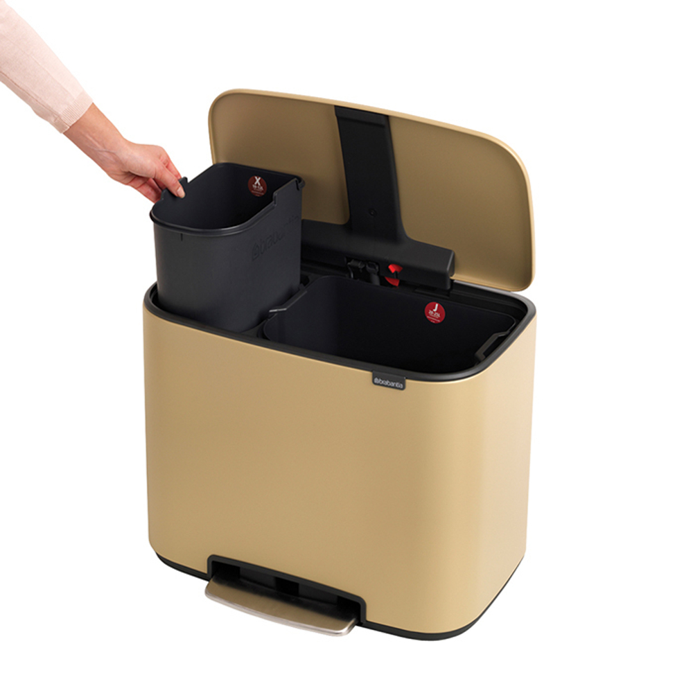 Мусорный бак Bo Pedal Bin 11+23л Brabantia Минерально-золотой