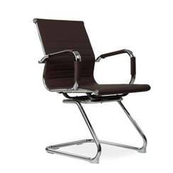 Кресло конференц Barneo K-113 коричневая кожа на полозьях