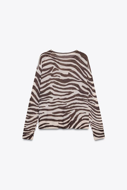 ZARA СВИТЕР ИЗ ТОНКОГО ТРИКОТАЖА, ЗЕБРА