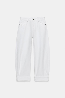 ZARA ДЖИНСЫ BALLOON СО СРЕДНЕЙ ПОСАДКОЙ — ZW COLLECTION, БЕЛЫЙ