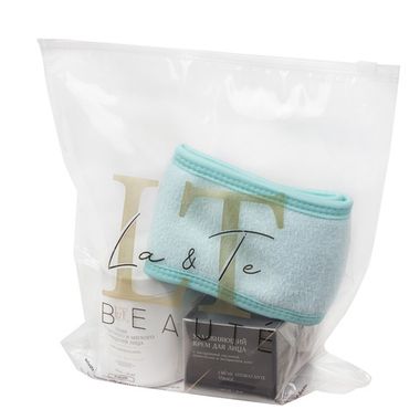 Набор (ПЭДЫ ,60шт LT-1909,Увлажняющий крем для лица,50мл LT-1862,Повязка на голову на липучке (бирюзовая),пакет 200*250) La and Te beaute LT-38