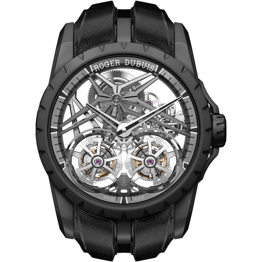 Roger Dubuis Excalibur Skeleton Double Flying Tourbillon DT Black Ceramic 45mm Watch (RDDBEX0820)