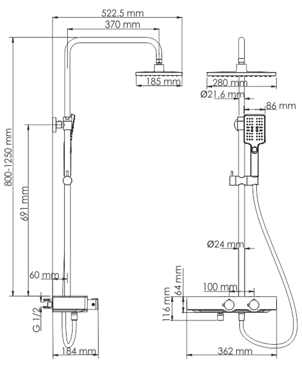 A11301 Thermo Душевой комплект с термостатическим смесителем