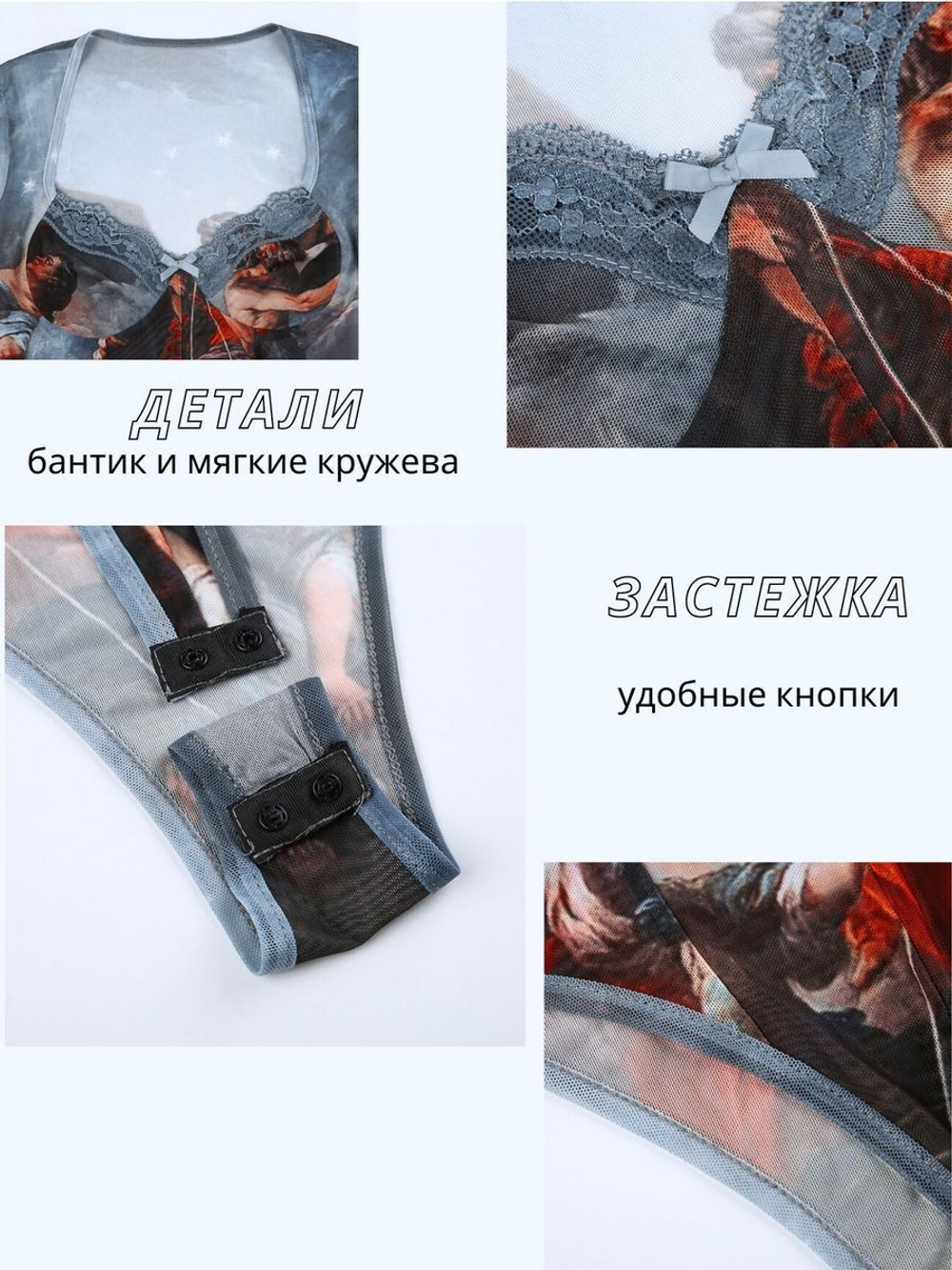 Боди y2k с длинным рукавом с бантиками