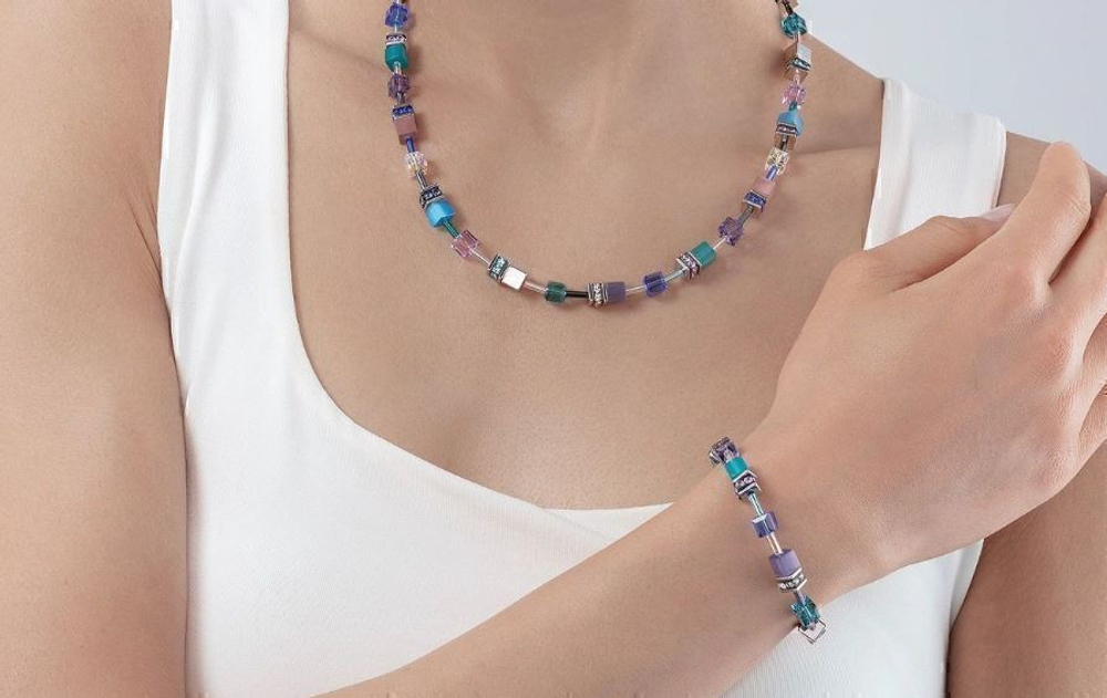 Колье Coeur de Lion Turquoise-Purple 2839/10-0608 цвет фиолетовый, голубой