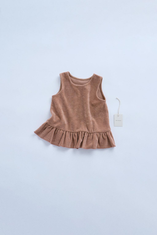 ZARA ТОП ИЗ МАХРОВОЙ ТКАНИ С ВОЛАНОМ— TIMELESZ, ТЕМНО-РОЗОВЫЙ