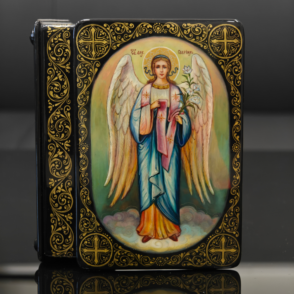 Шкатулка "Ангел" (Ручная роспись Палех)