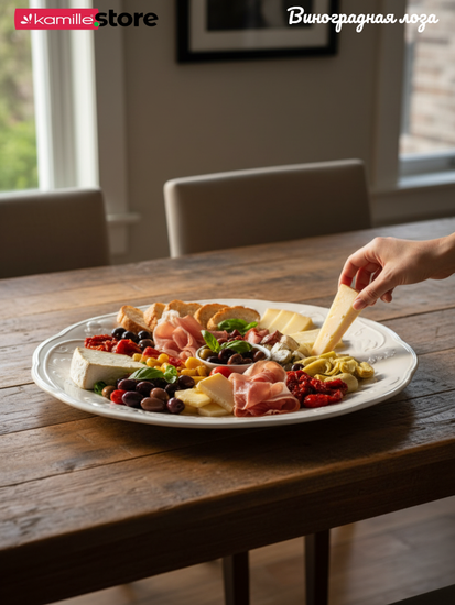 Блюдо круглое 28,5 см. набор 4 шт., фарфор, Виноградная лоза