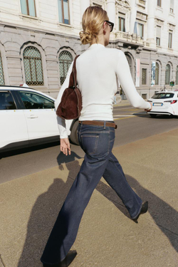 ZARA ФУТБОЛКА С ВЫСОКИМ ВОРОТНИКОМ, ЖЕЛТОВАТО-БЕЛЫЙ