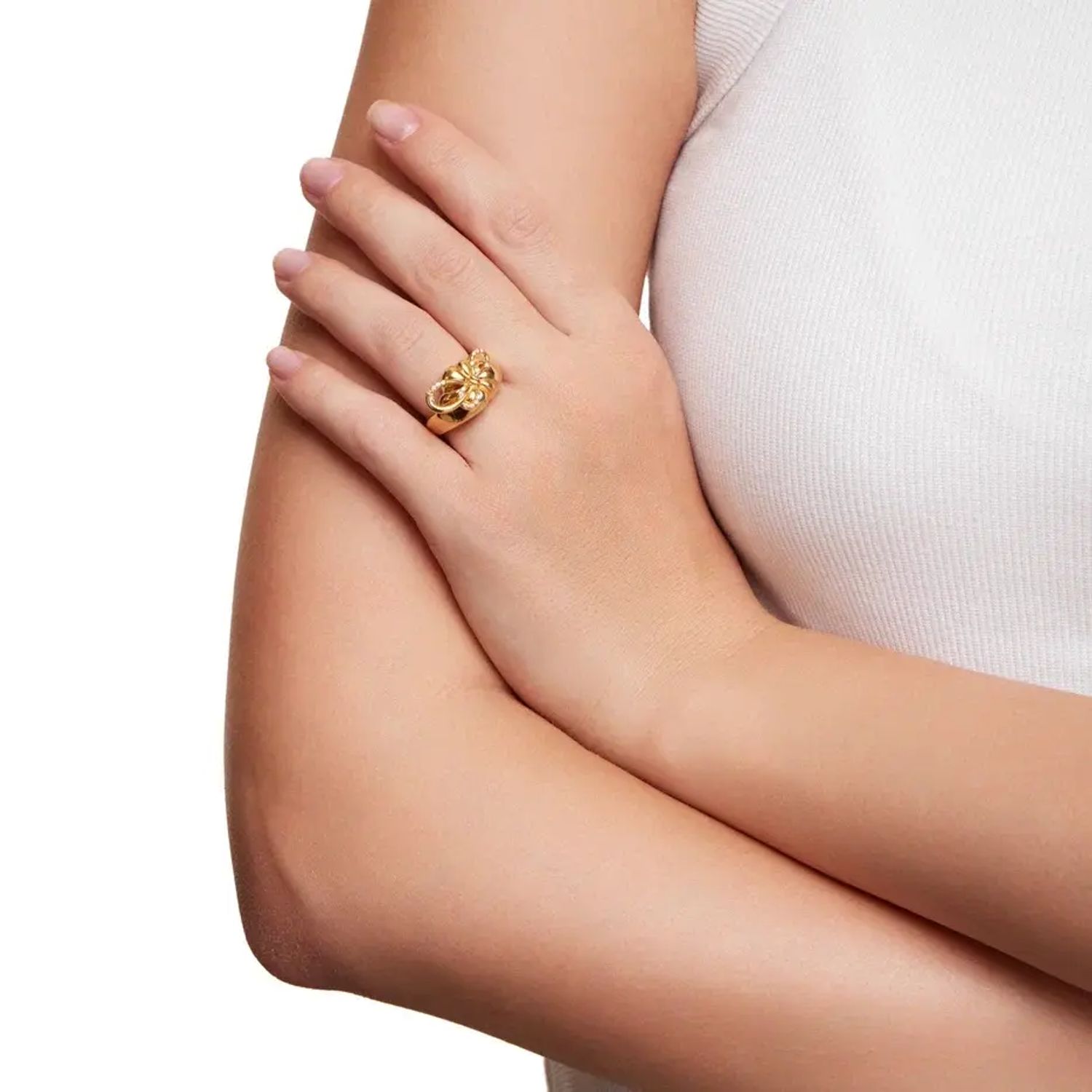 Кольцо Crystal Pierced Bow Ring - Gold