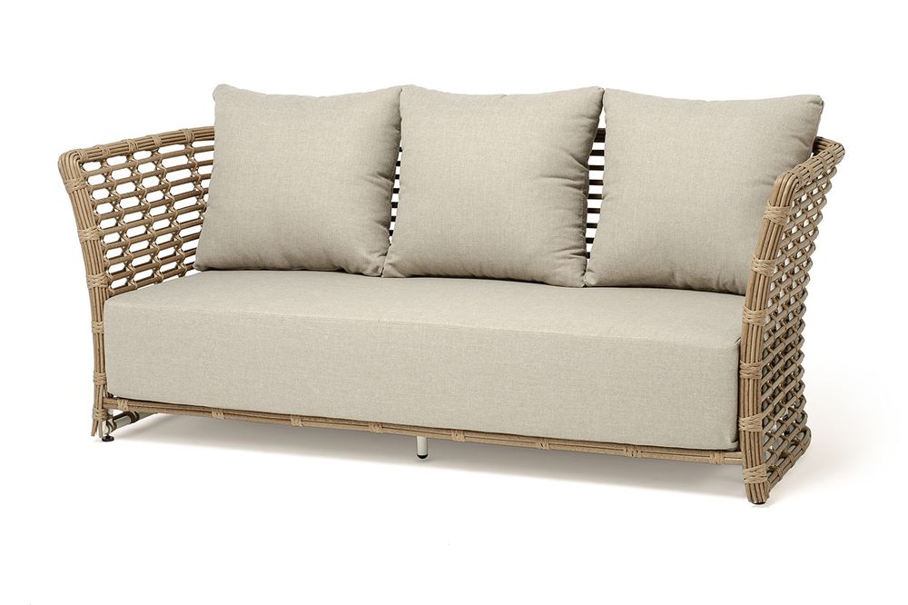 "Валенсия" диван из искусственного ротанга трехместный, цвет соломенный