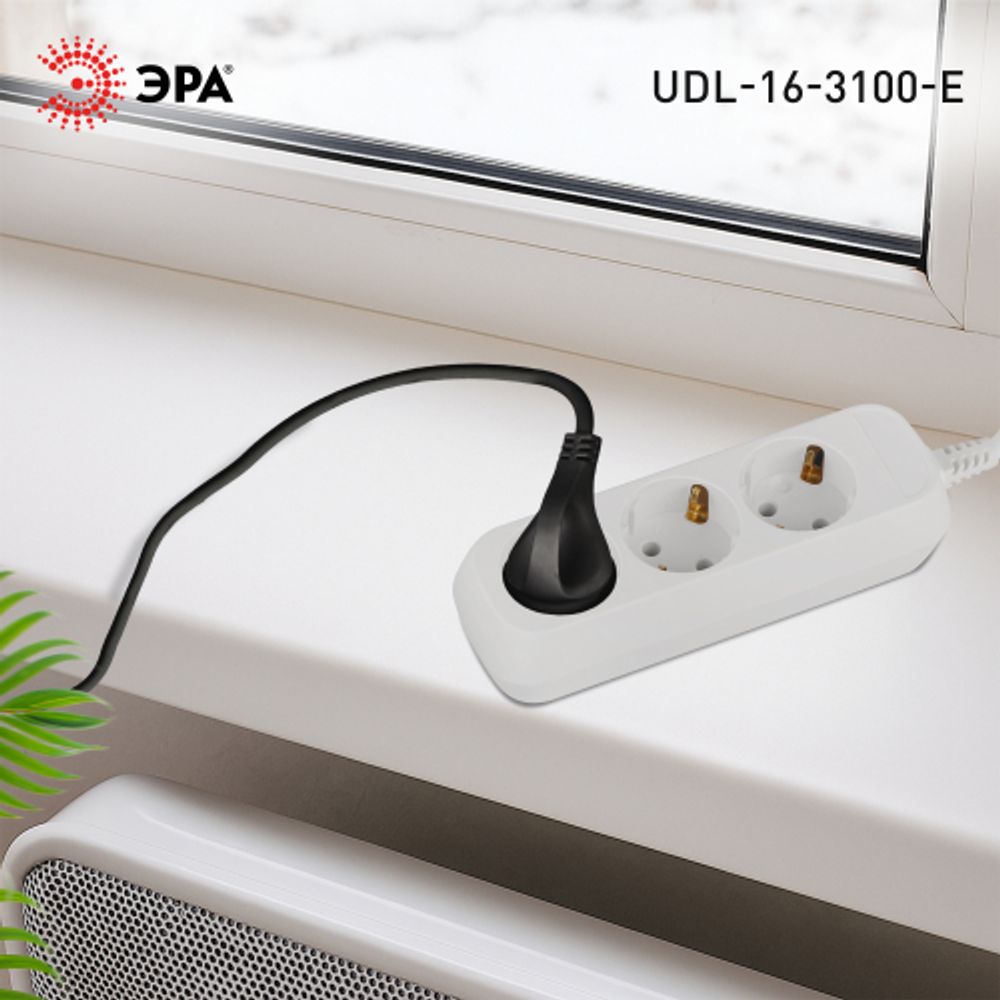 Удлинитель электрический ЭРА UDL-16-3100-E Greenline 3 розетки с заземлением 10м ПВС 3x1мм2 | Электротовары