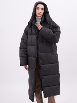 Пуховик Unisex со съемным капюшоном, черный