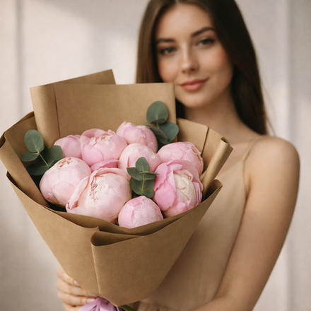 Букет из пионов «Розовый шелк»
