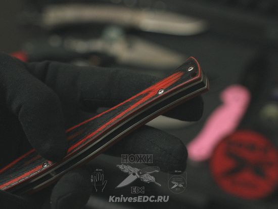 Складной нож REPTILIAN филейный Лаврак красный c клинком из стали AUS-8A, рукоять G10