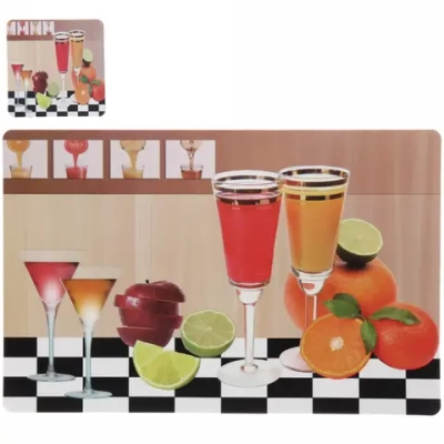 Салфетка на стол 43*28см в наборе 6+6шт «Коктейли»
