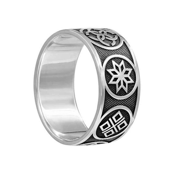 Кольцо Обереги из серебра 925 пробы, вид 2