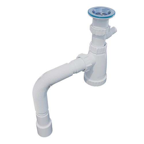 Сифон 1 1/2*40 с носиком, с гофрой 40*40*50 (1450мм) BG10145W ИНКОПЛАСТ (винт М6*60)