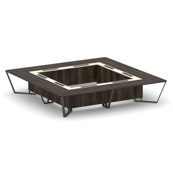 Steel Meet Стол переговорный квадратный KM-PR.B.SP-20K2 Дуб Мали/Ваниль Глянец/Металл Антрацит 4000*