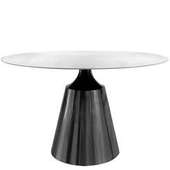 Стол Yoda 120 см, белый керамогранит, черная ножка