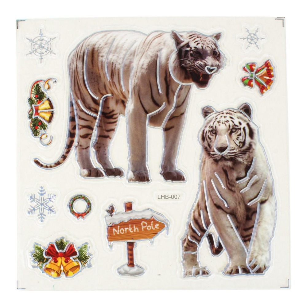 Наклейка новогодняя 18*22 см, 6 видов микс, пакет